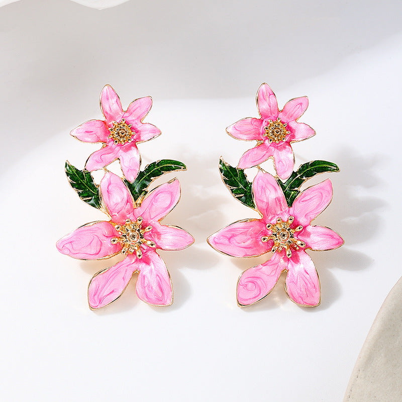 Planderful Vienna Verve Earrings – Fashionable Metal Color Dripping Flower Design