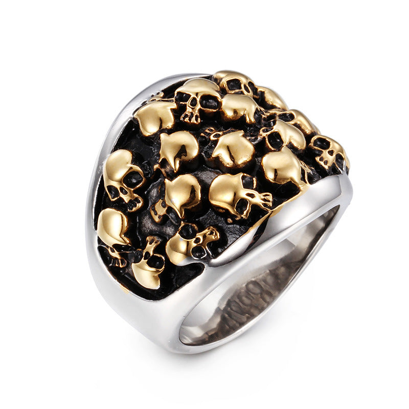 Retro Ghost Head Ring Skull Stainless Steel Ring For Men