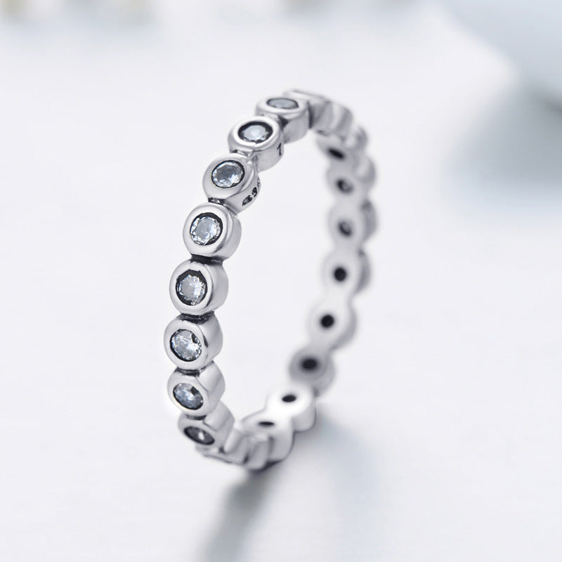 S925 Sterling Silver Zircon Stackable Ring - Korean Style Wholesale Jewelry