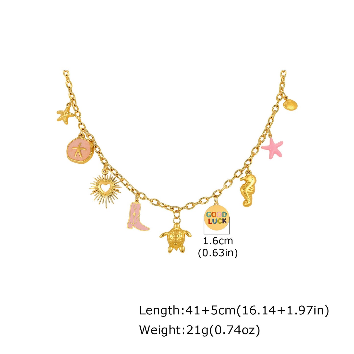 Europe & The United States Hot-Selling Stainless Steel Marine Life Round Plate Necklace