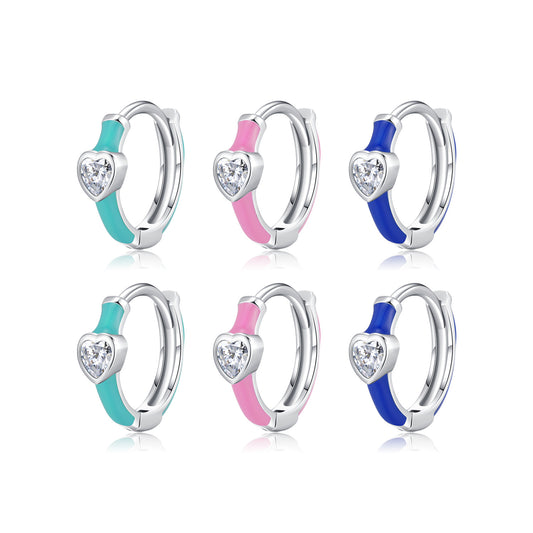 Pure Silver Klein Blue Heart Zircon Earrings