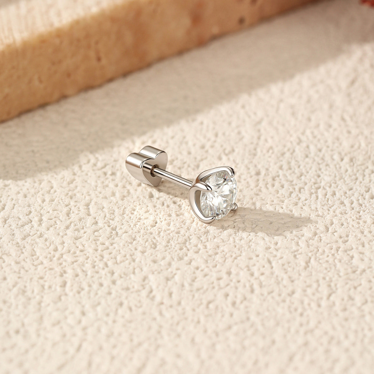 925 Sterling Silver 0.50 ct Moissanite Screw-Back Studs