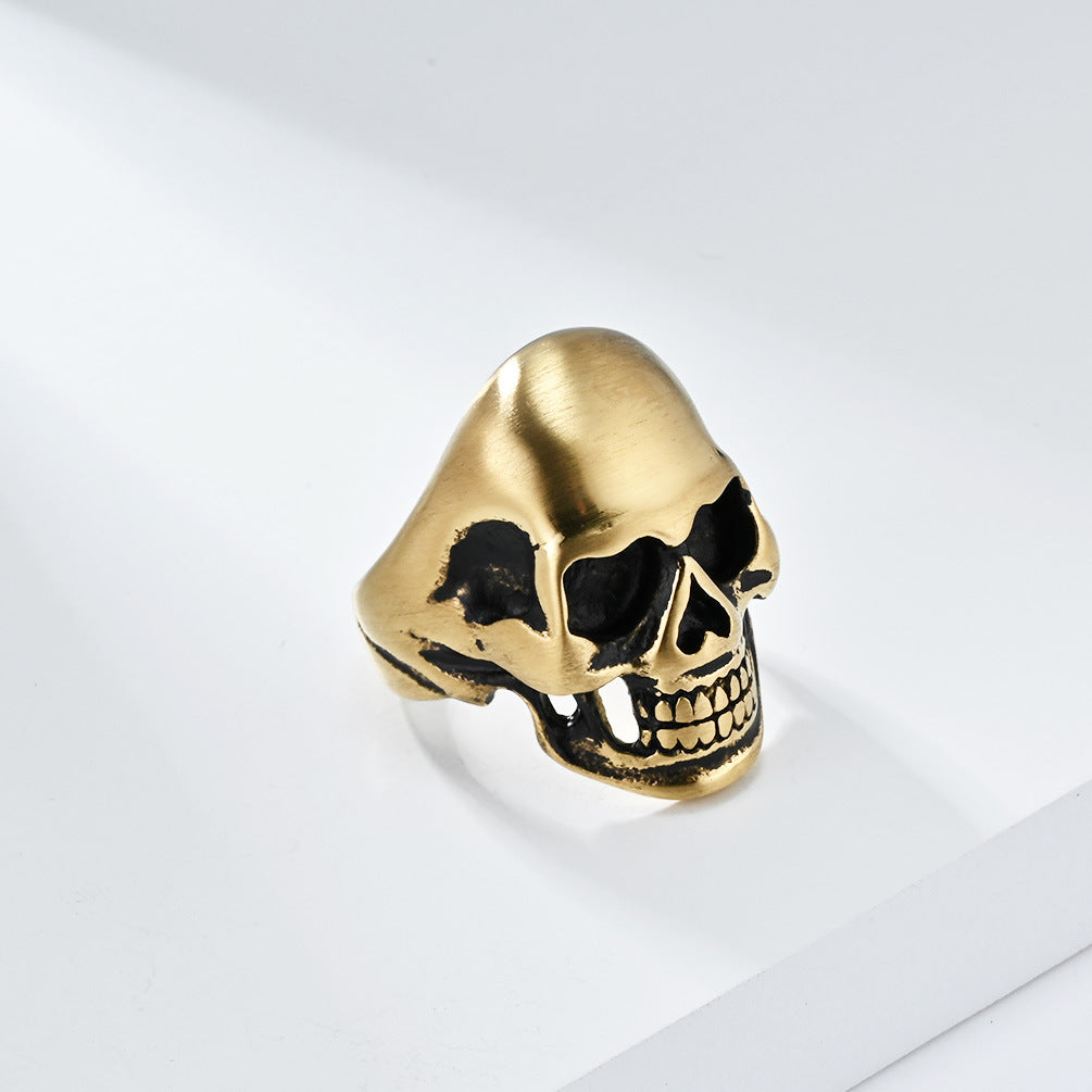 Dark Classic Skull Titanium Steel Ring for Men's HipHop Jewelry