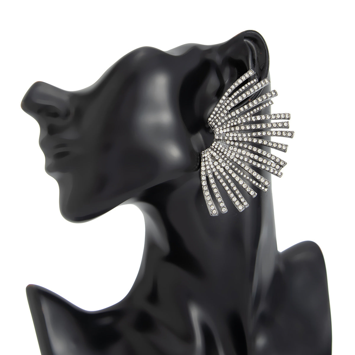 Planderful Vienna Verve Zircon Earrings For Women Fan Shaped Geometric Inlaid Statement