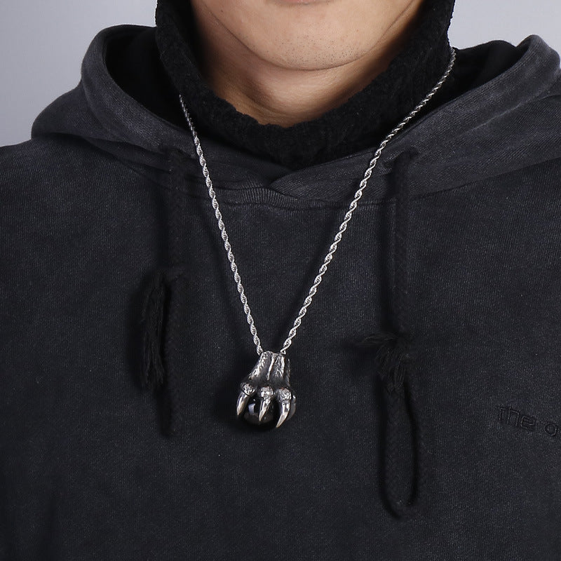 Stainless Steel Dragon Claw Pendant - Bold Punk Style Jewelry for Men