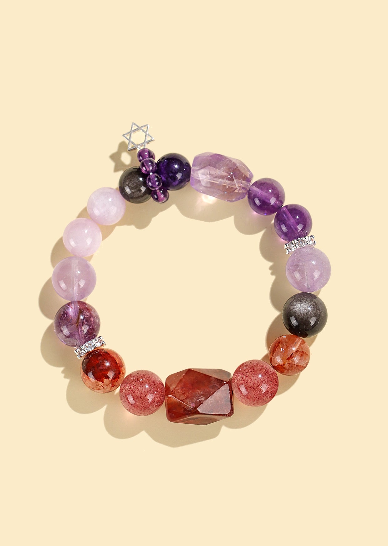 Planderful Fortune's Favor Bracelet – Elegant Crystal Design with Amethyst and Strawberry Accents