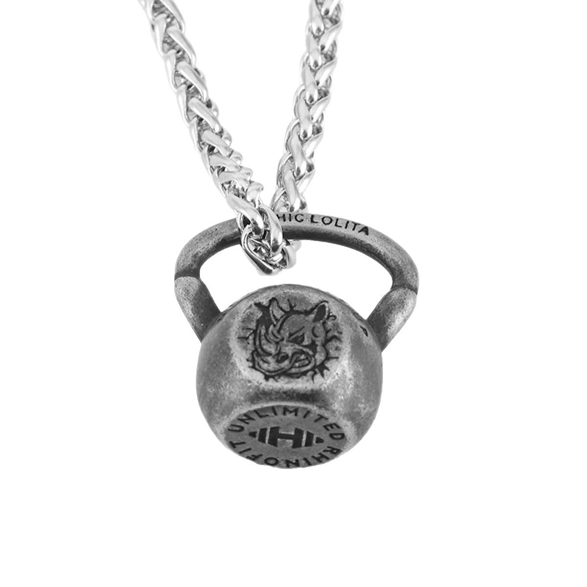 1. Planderful Everyday Genie Men’s Dumbbell Pendant Necklace in Stainless Steel Retro Hip Hop Fitness Style Gift for Him