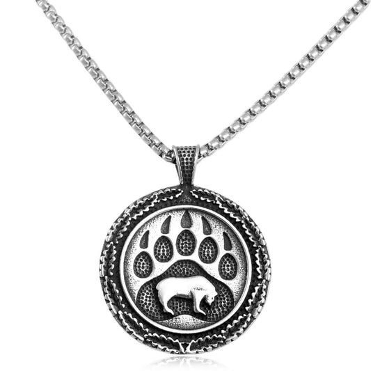 European And American Stainless Steel Bear Paw Pendant Necklace