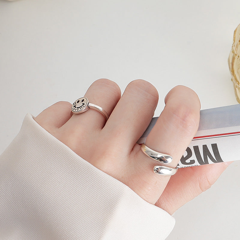 Simple Geometric Polished Opening Sterling Silver Ring