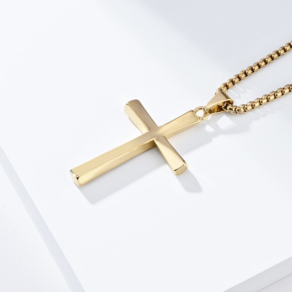 Twisted Titanium Steel Cross Necklace for Men - Personalized Pendant