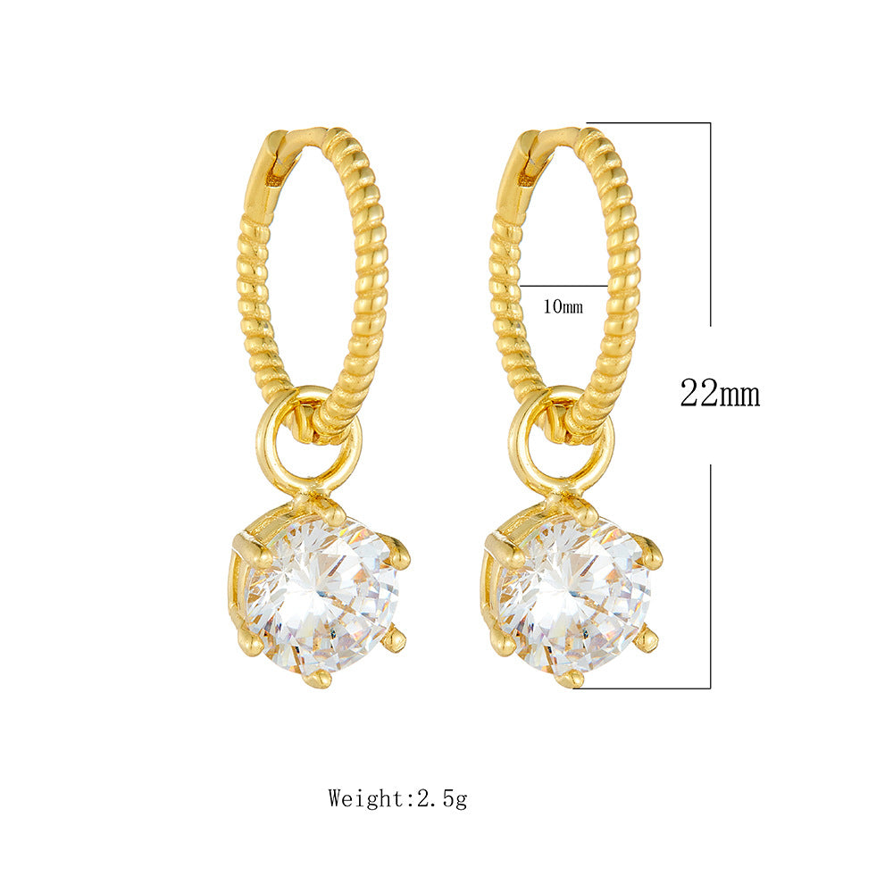 S925 Sterling Silver Round Zircon Earrings And Earrings Ear Accessories