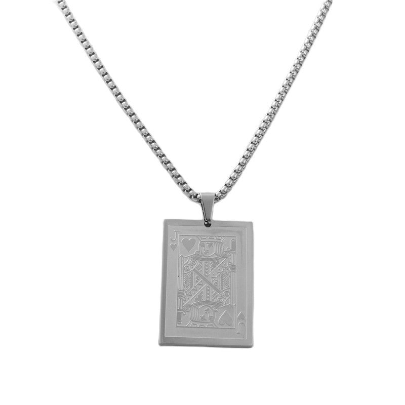 Personalized Retro Titanium Steel Playing Card Pendant Necklace for Men