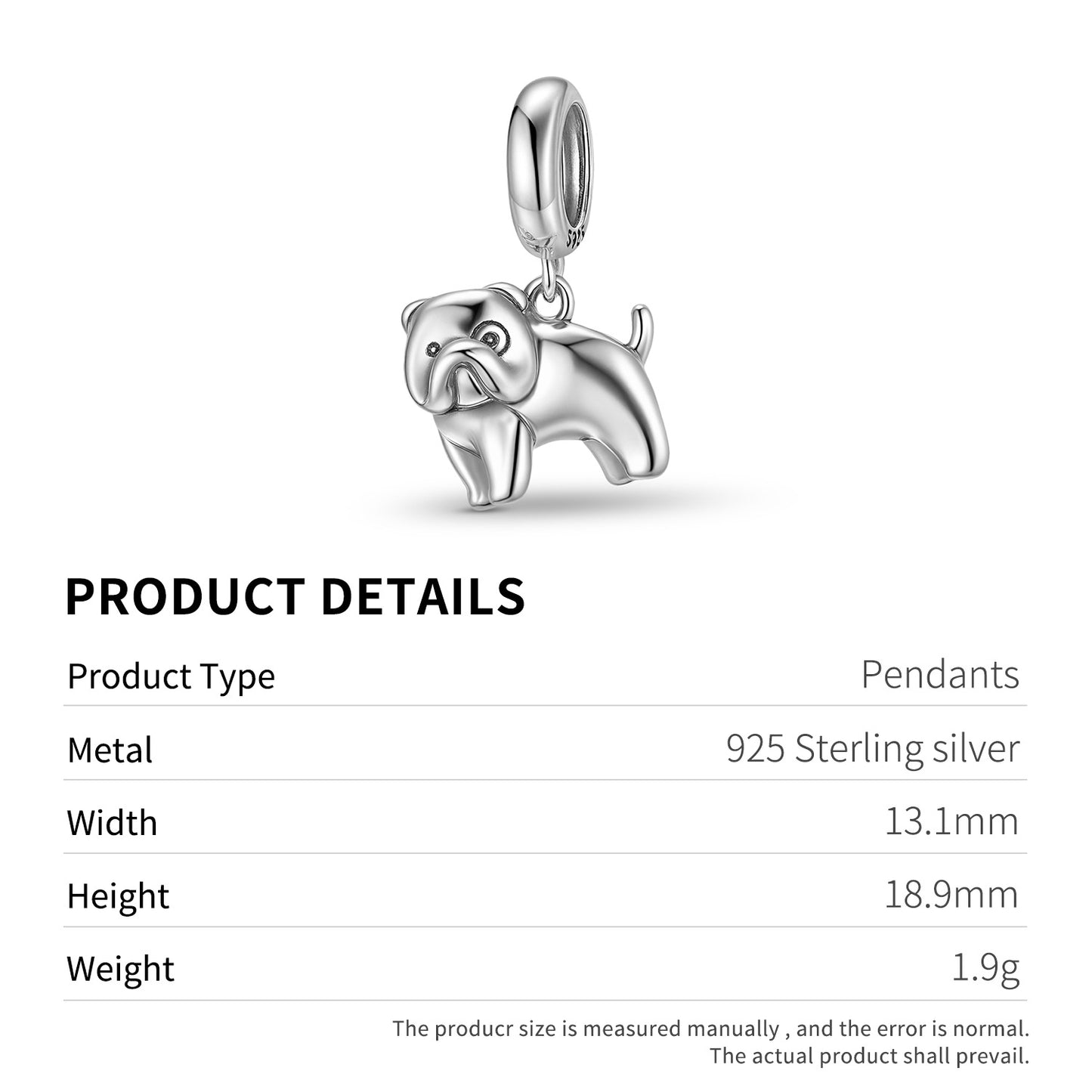 Planderful Jewelry Sterling Silver Pug Pendant Necklace Oxidized Cute Pet Charm Accessory