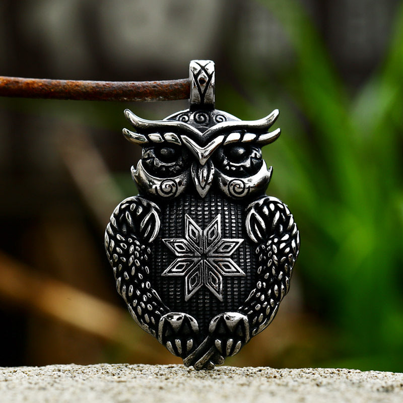 Retro Titanium Steel Owl Pendant for Men - Hot-Selling Personalized Jewelry by Planderful