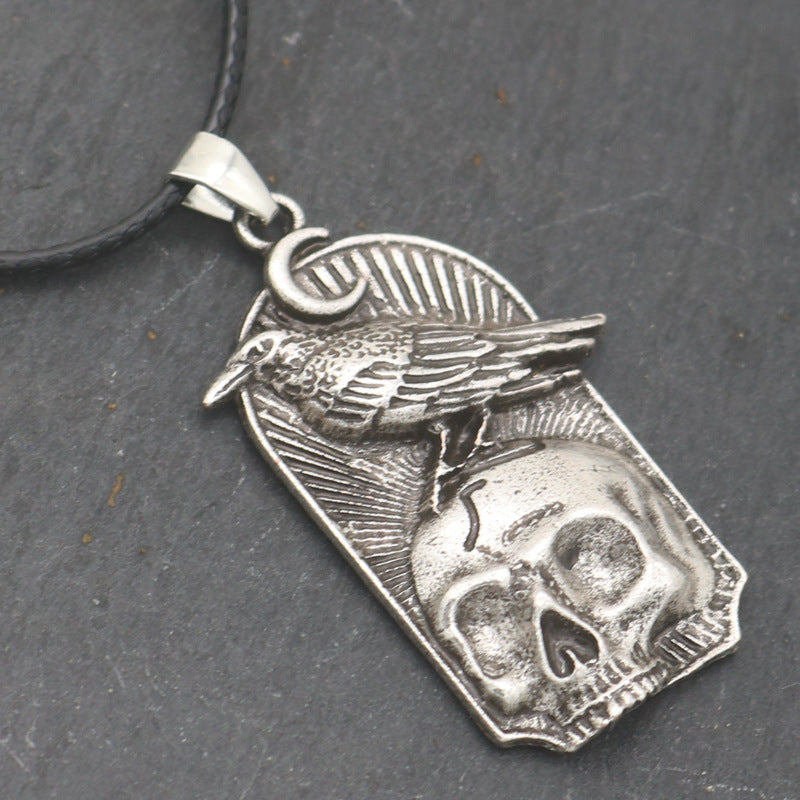 Planderful Celtic Skull Moon Necklace Punk Men Women