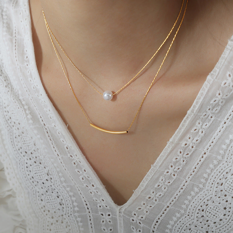 Golden Double-Layer Pendant Necklace for Stylish Women