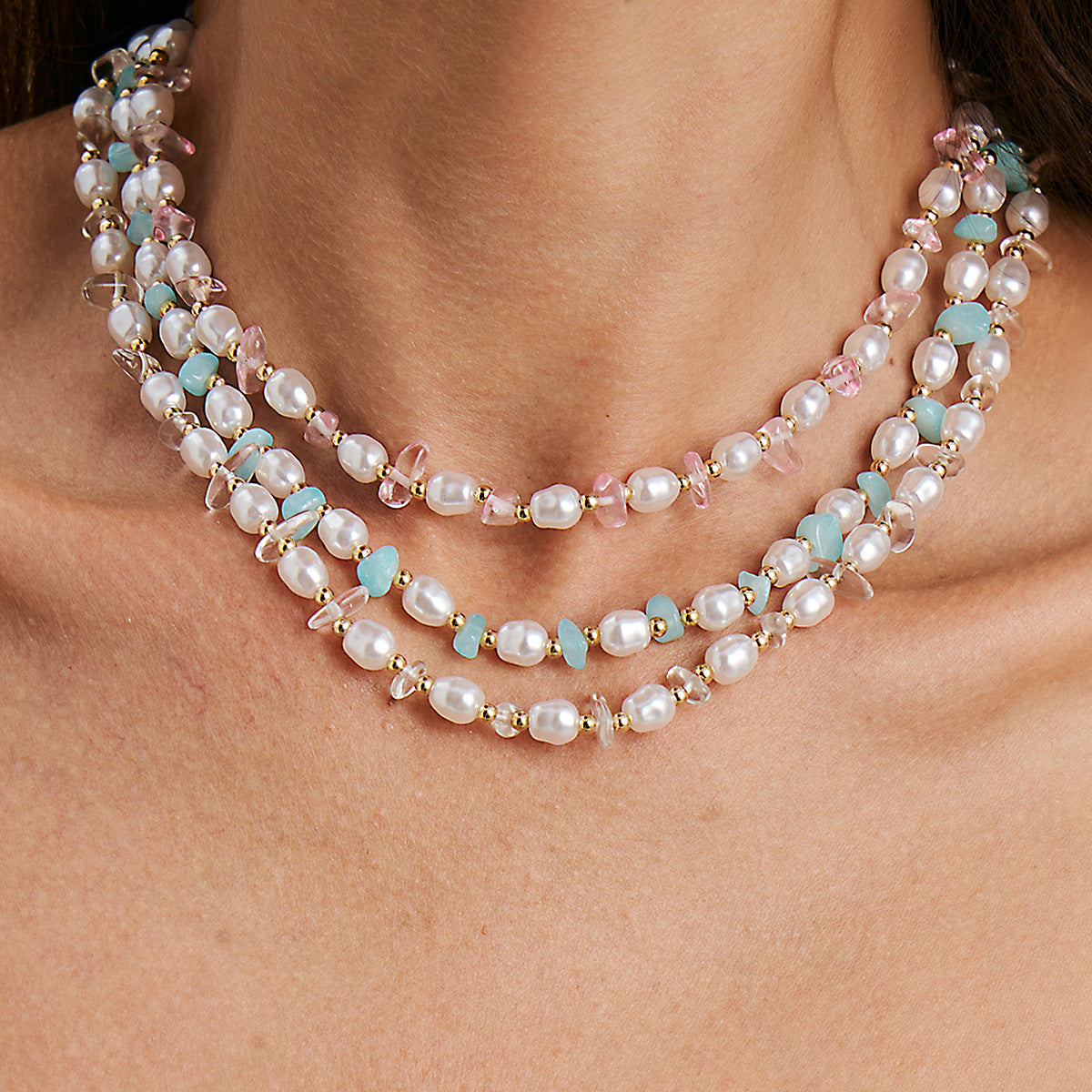 Coastal Beaded Pearl-Style Necklace
