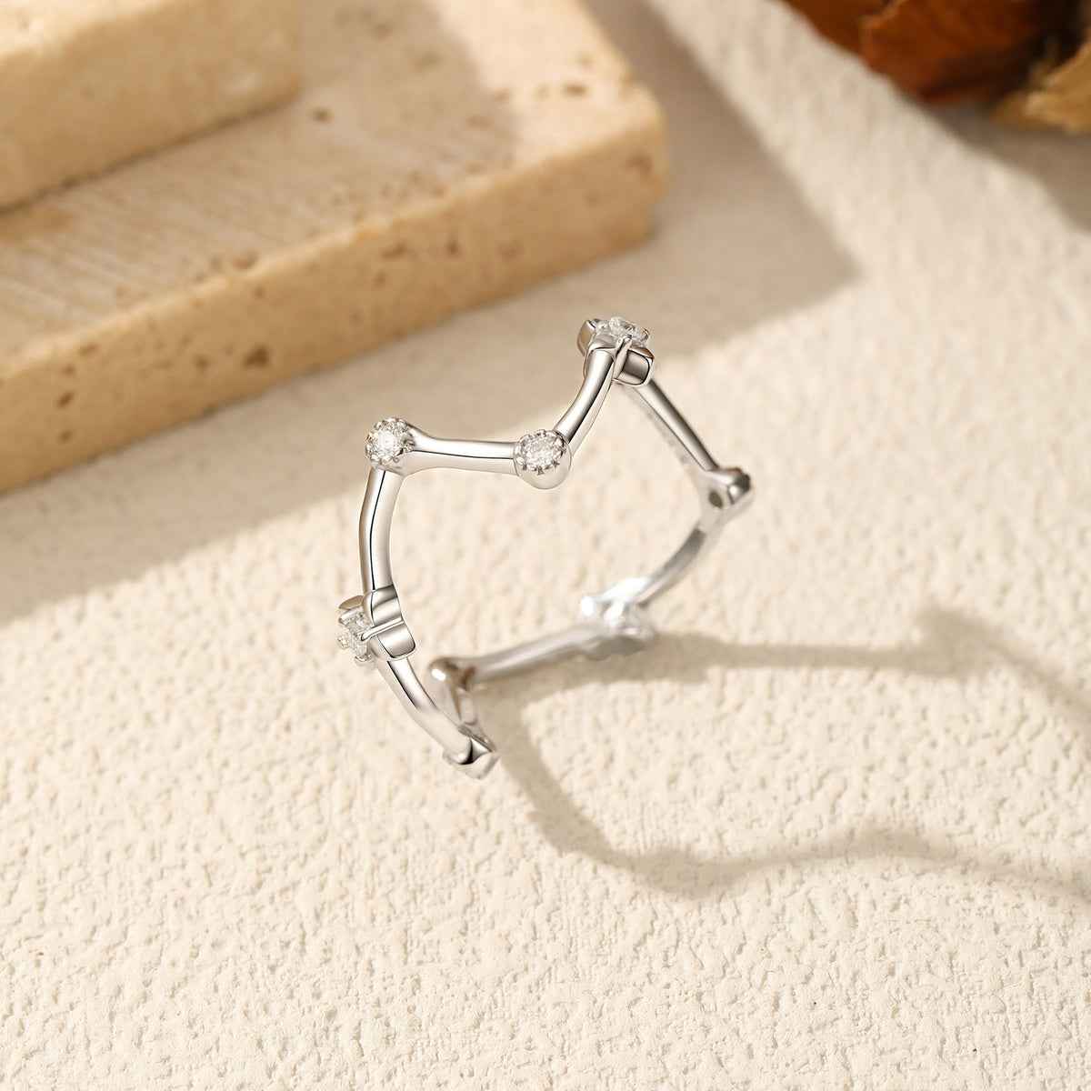 S925 Sterling Silver Irregular Geometric Moissanite Ring