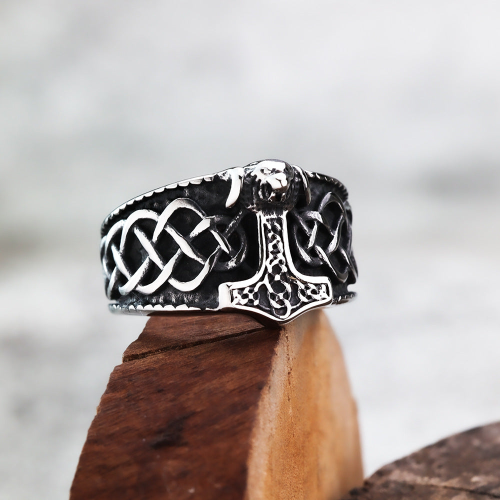 Nordic Vintage Stainless Steel Men's Viking Quake Ring