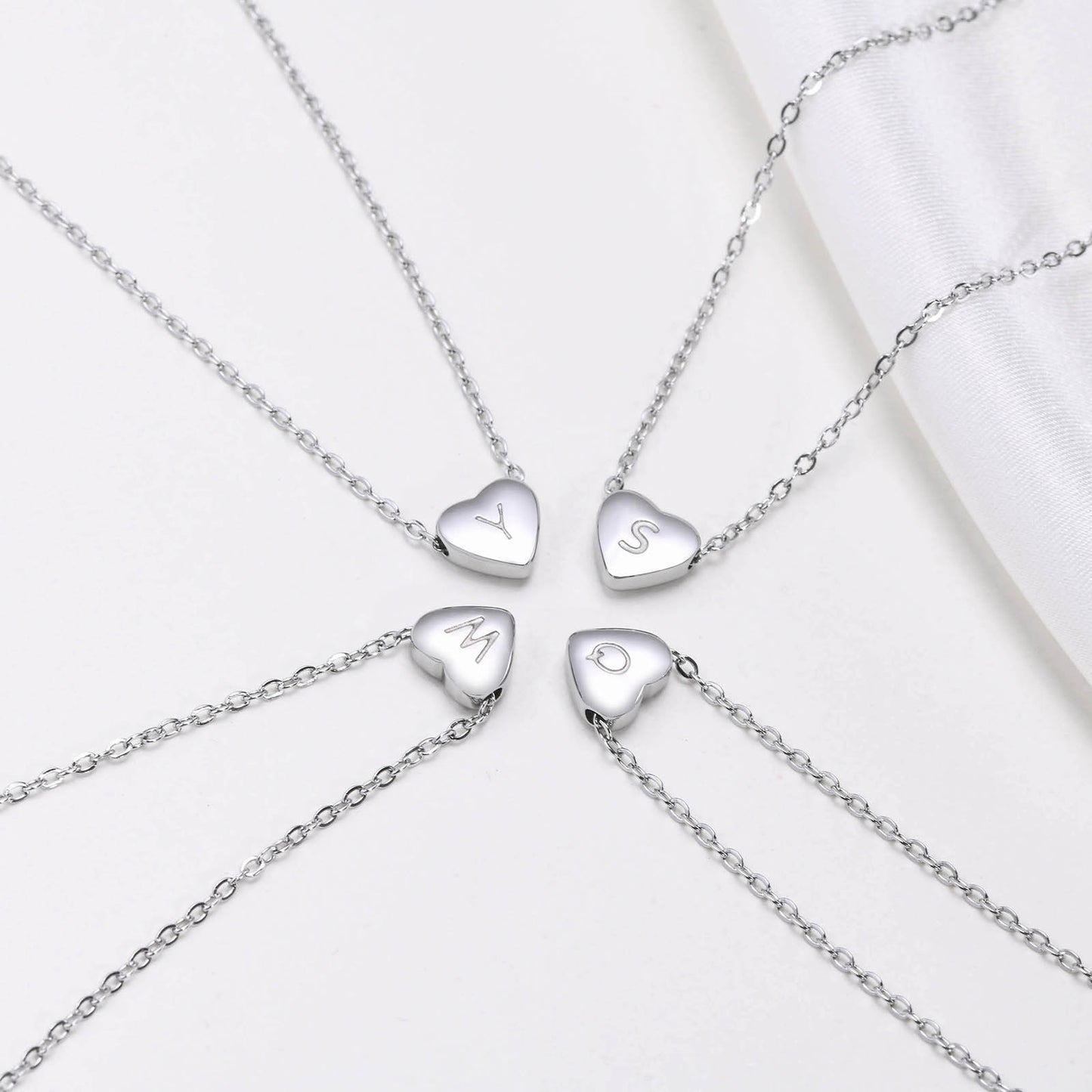 Stainless Steel Heart-Shaped Letter Necklace Love Charm 26 Letters