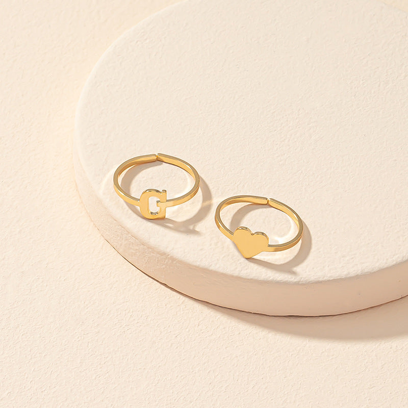 Love Letter Duo Ring Set: Trendy European and American Jewelry Piece