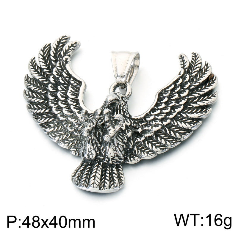 Punk Style Bird Of Prey Eagle Pendant Retro Smeared Eagle Wing Owl Necklace