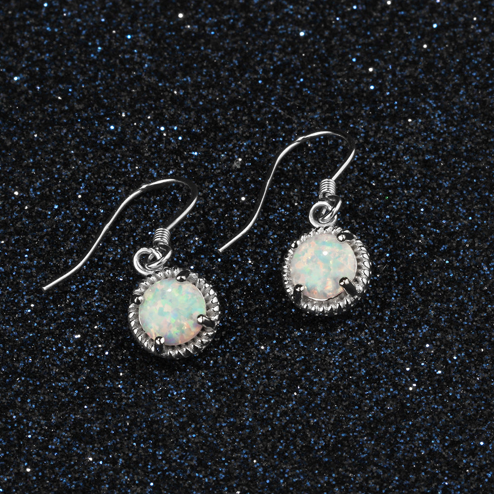 Planderful Jewelry Opal Drop Earrings Sterling Silver Twist Design For Everyday Luxury