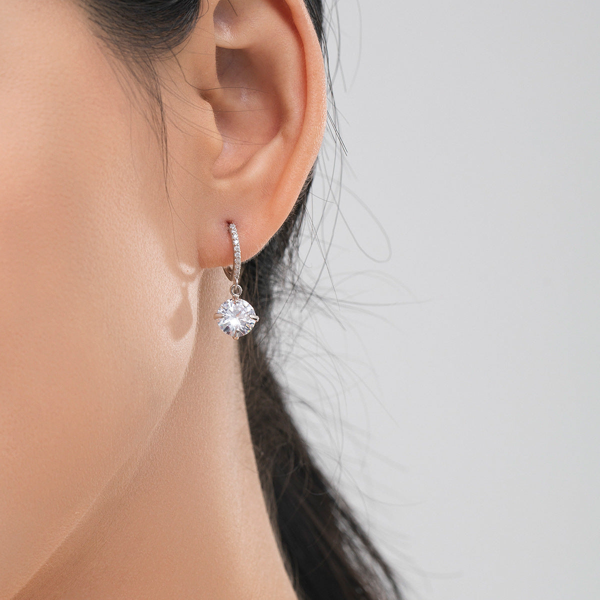 Sterling Silver Zircon Earrings with Cross-border Appeal