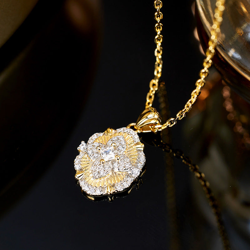 Planderful S925 Sterling Silver Necklace Light Luxury Collarbone Chain For Women Medieval Style With Zircon