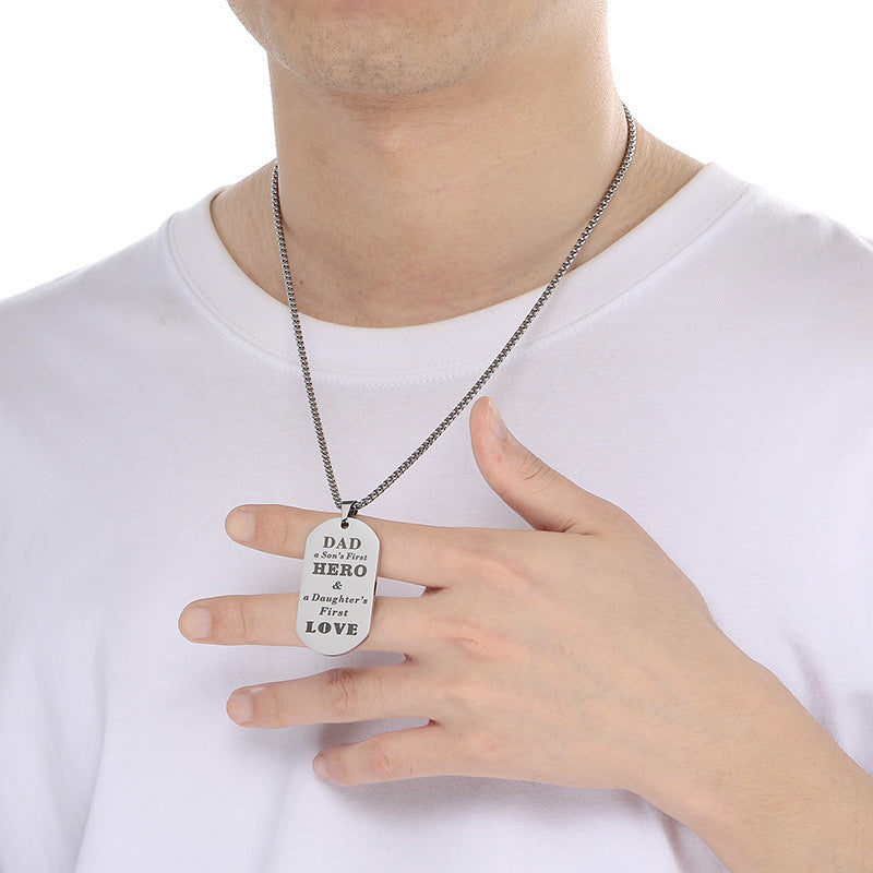 Dad Hero Stainless Steel Pendant Fathers Day Gift For Men