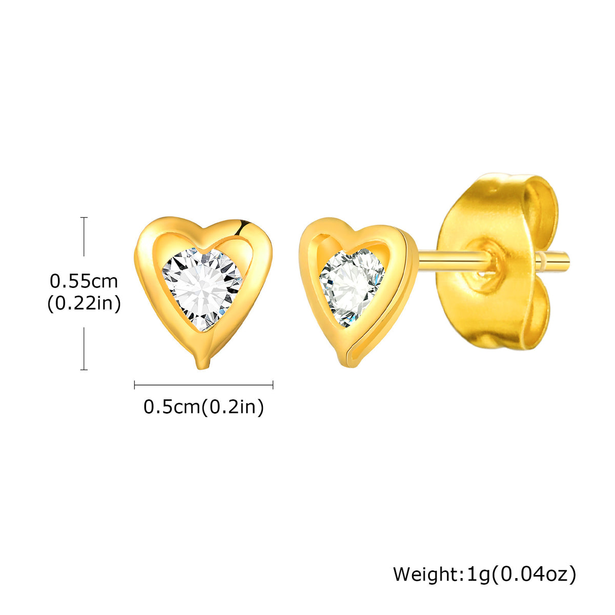 Stainless Steel Zircon Pearl Heart Earrings
