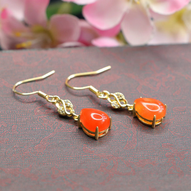 Nanhong Agate Teardrop Earrings