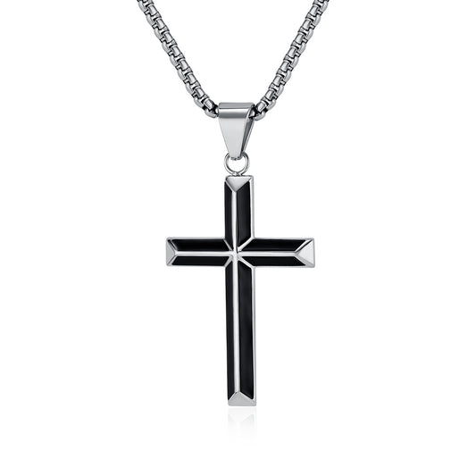 Stainless Steel Dripping Slant Cross Necklace for Men