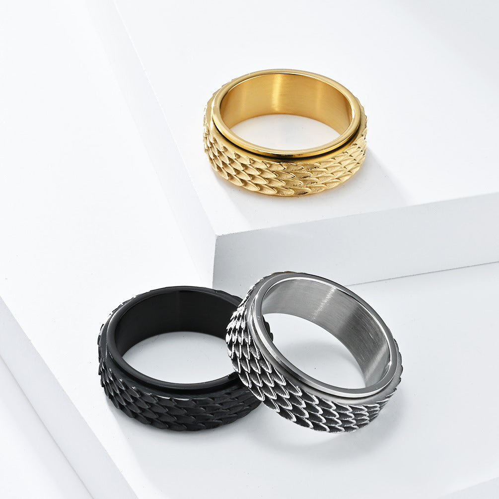 Hot-Selling Rotatable Stainless Steel Dragon Scale Ring Men