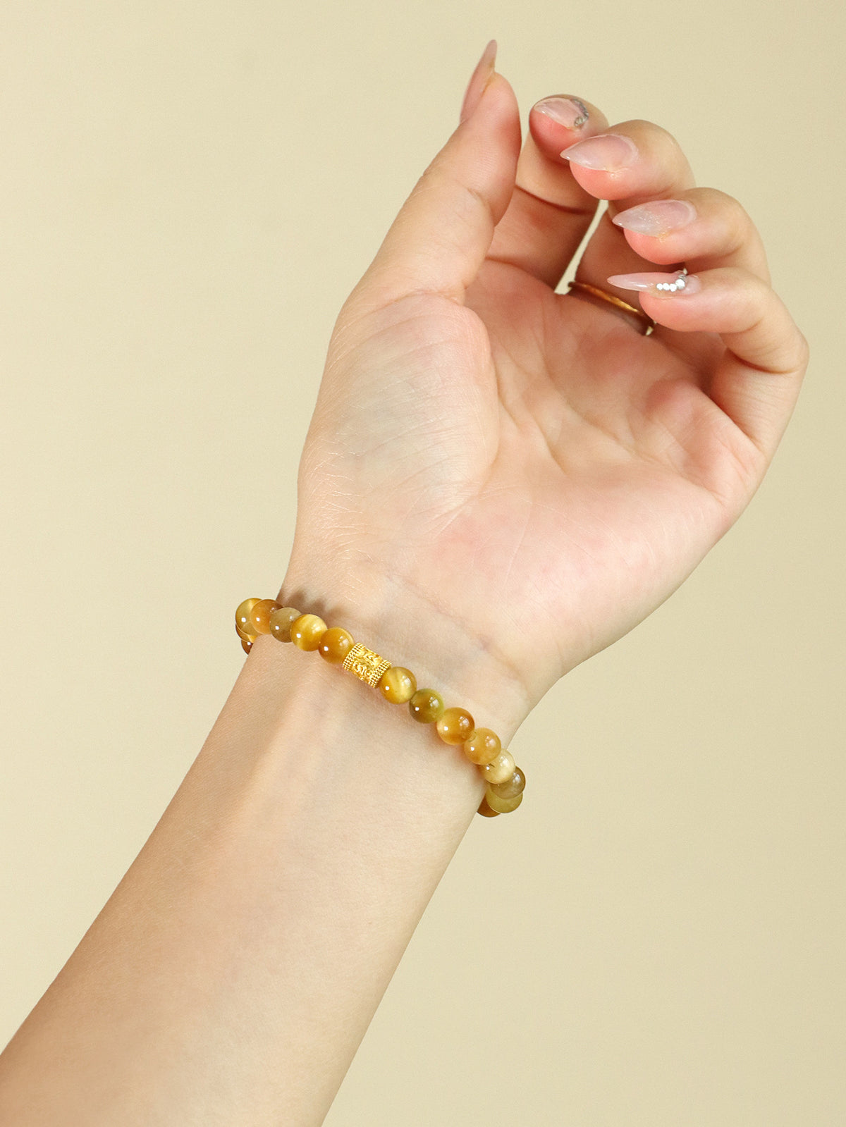 Golden Tiger Eye Bamboo & Fish Motif Bracelet