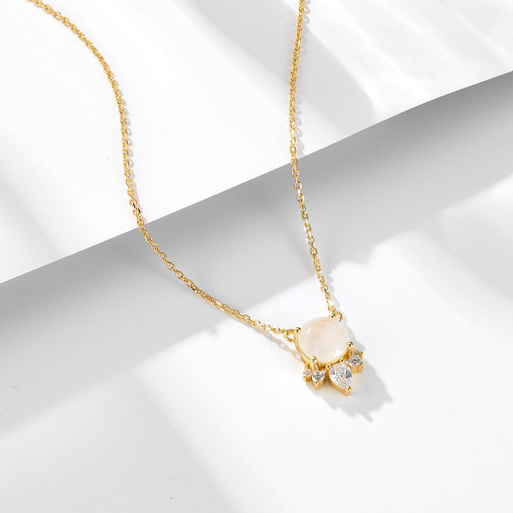 Japanese Natural Moonstone Necklace High-End S925 Sterling Silver