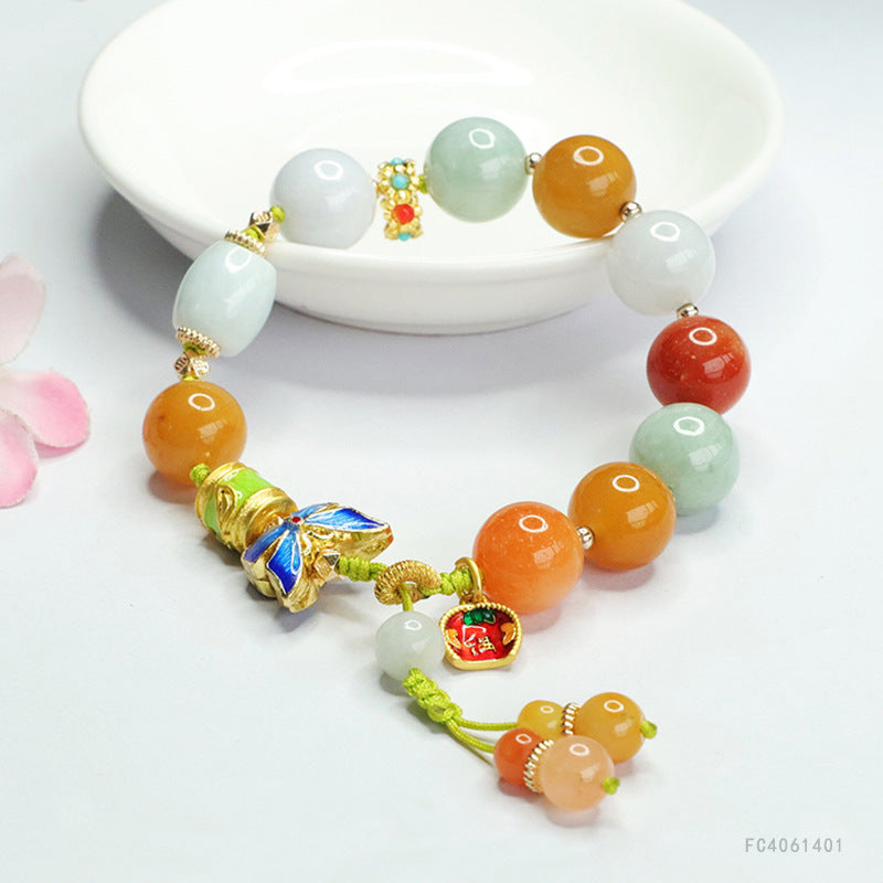 Jadeite Bow Beaded Bracelet