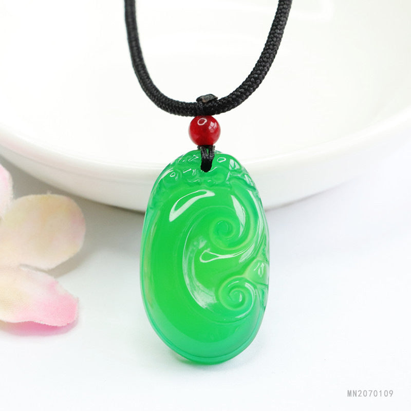 Green Chalcedony Ruyi Pendant