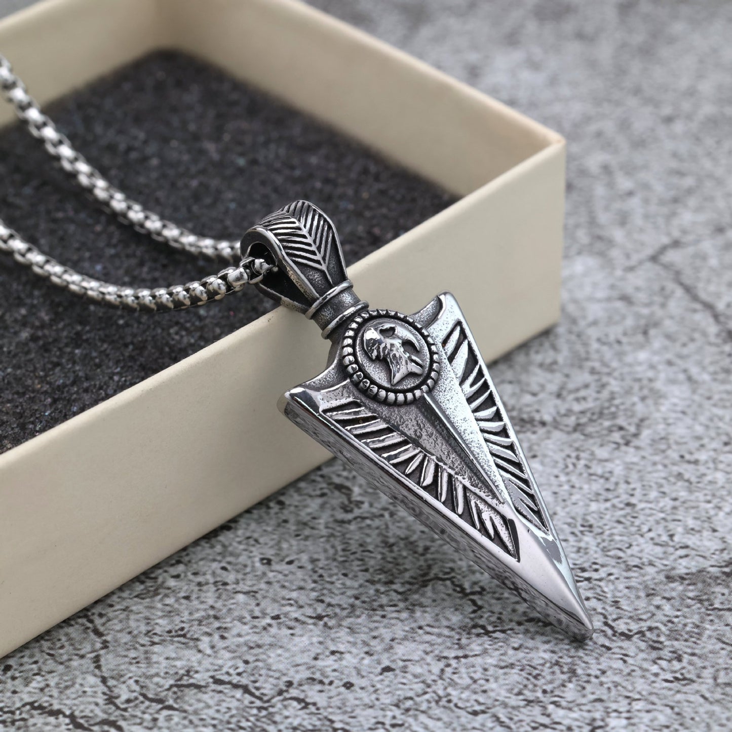 Planderful Nordic Viking Stainless Steel Men Pendant With Luhn Text Norse Legacy Necklace
