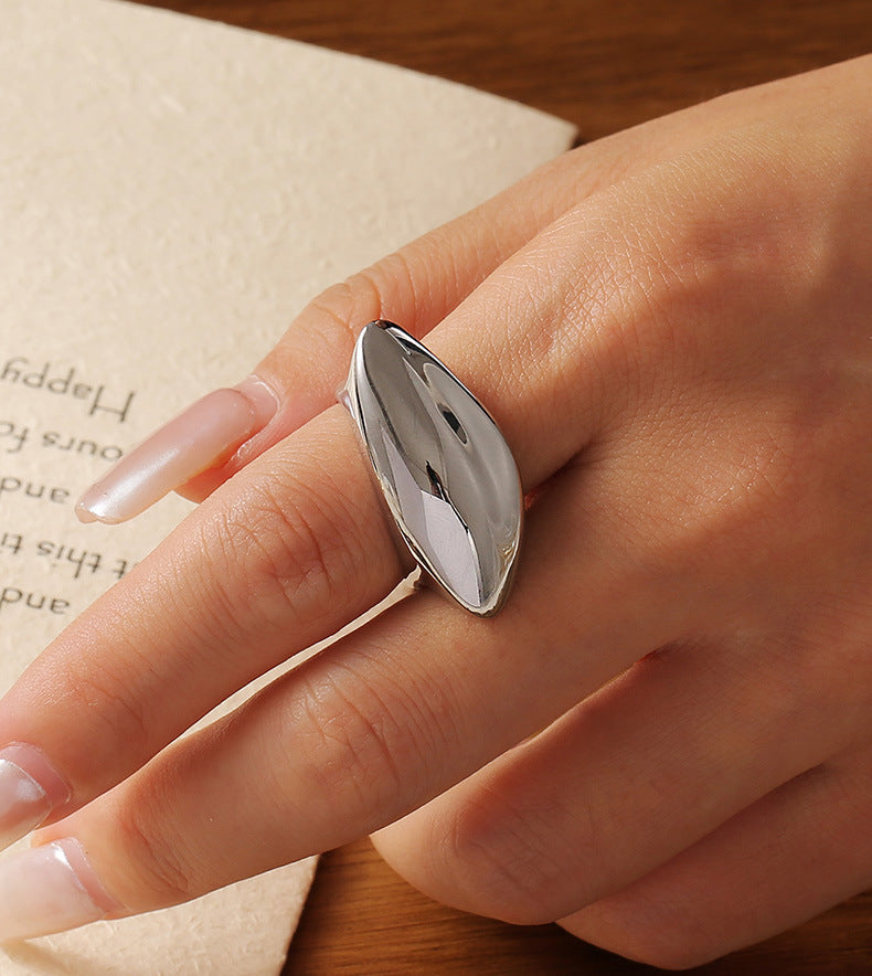Golden Titanium Steel Geometric Index Finger Ring