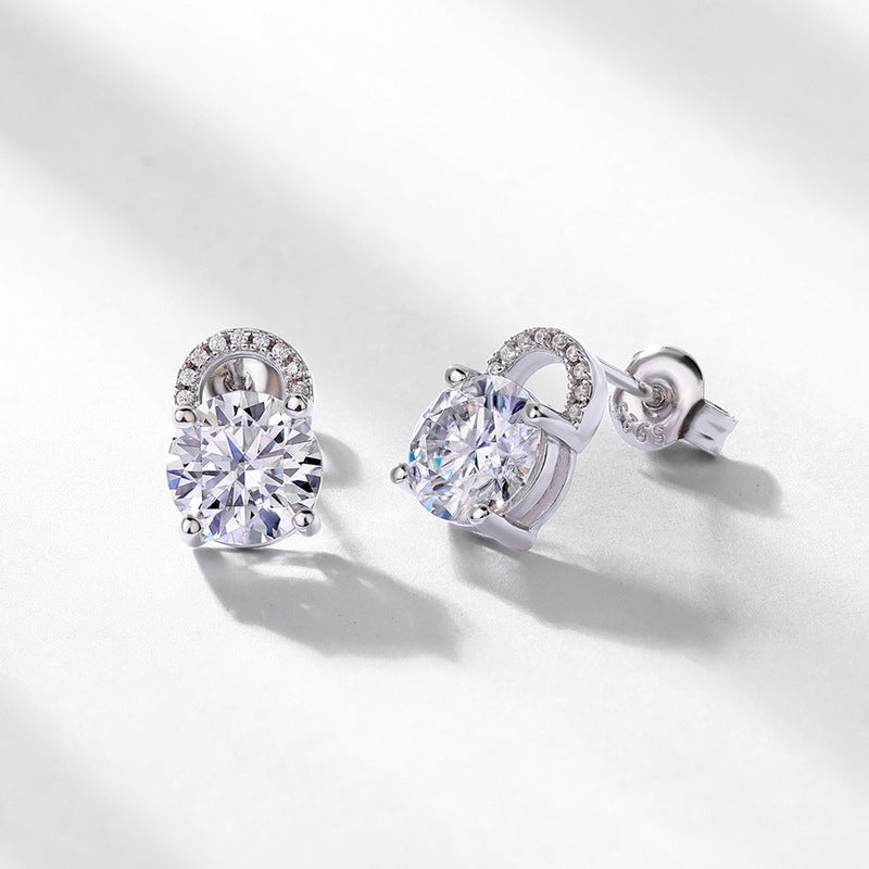 S925 Sterling Silver Moissanite Geometric Stud Earrings