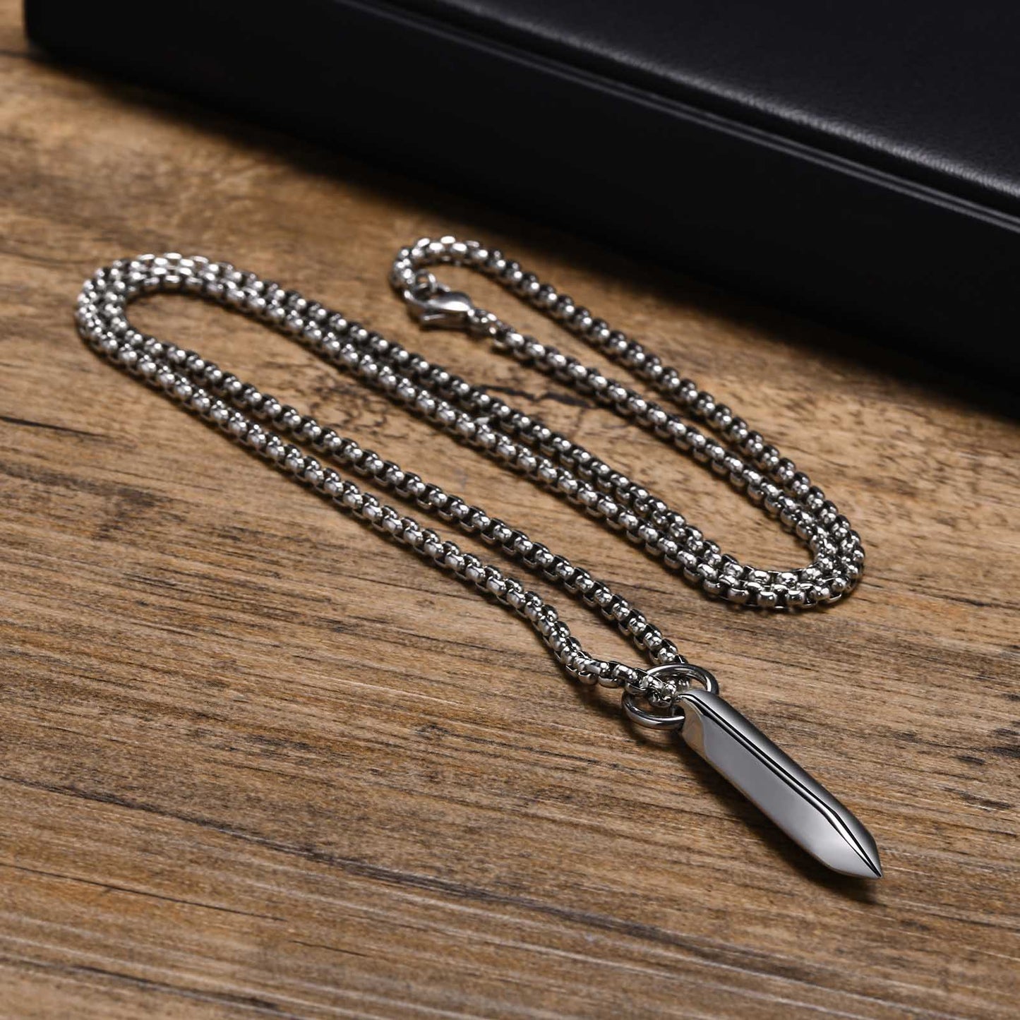 Stainless Steel Pointed 6-Sided Nail Pendant Men's Necklace