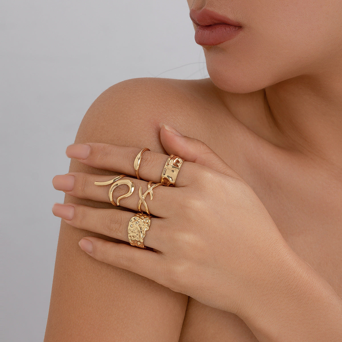 Planderful Vienna Verve Geometric Metal Ring For Fashion Forward Adults With Irregular Lava Texture