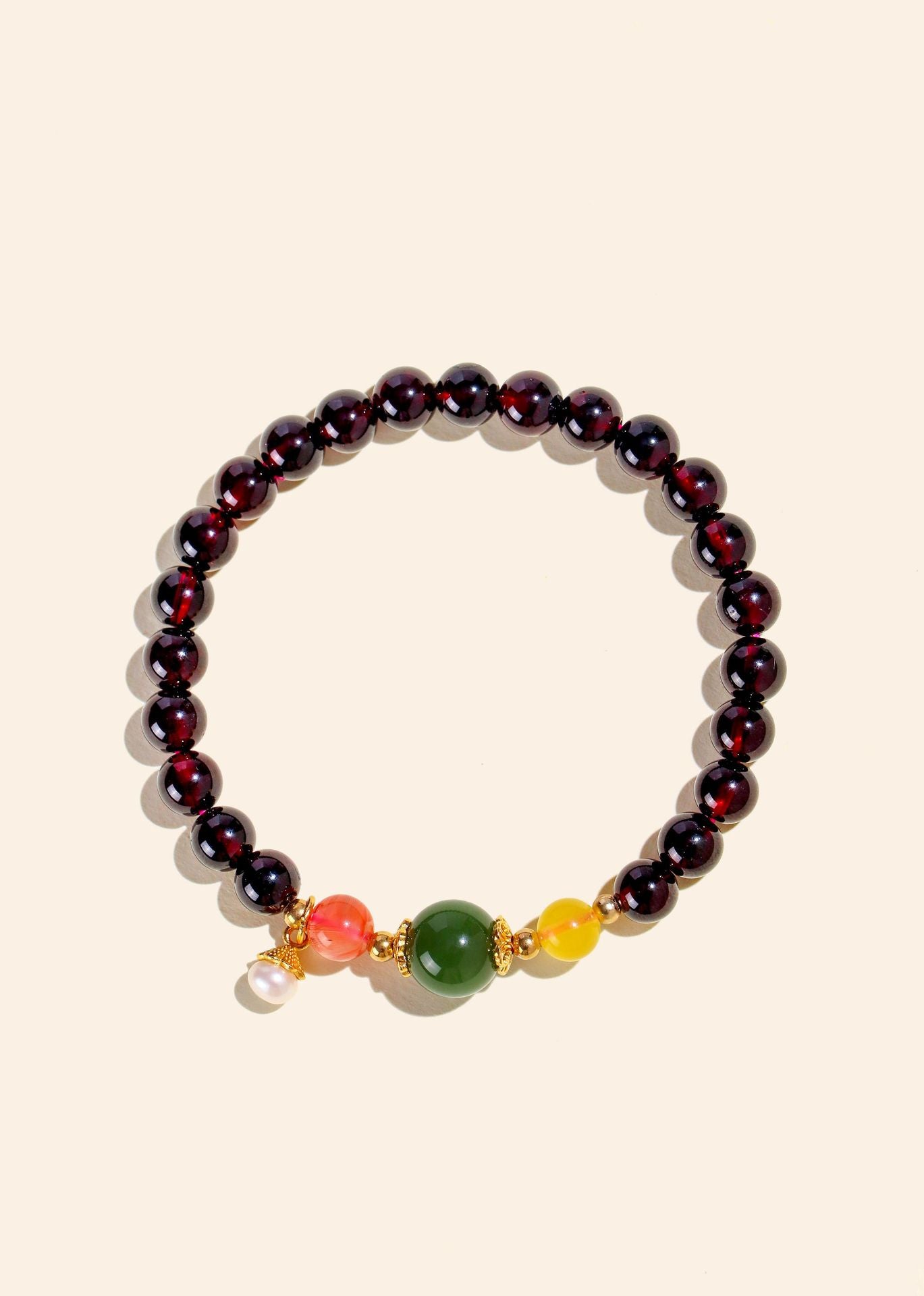 Planderful Fortune's Favor Bracelet – Elegant Garnet and Pearl Design