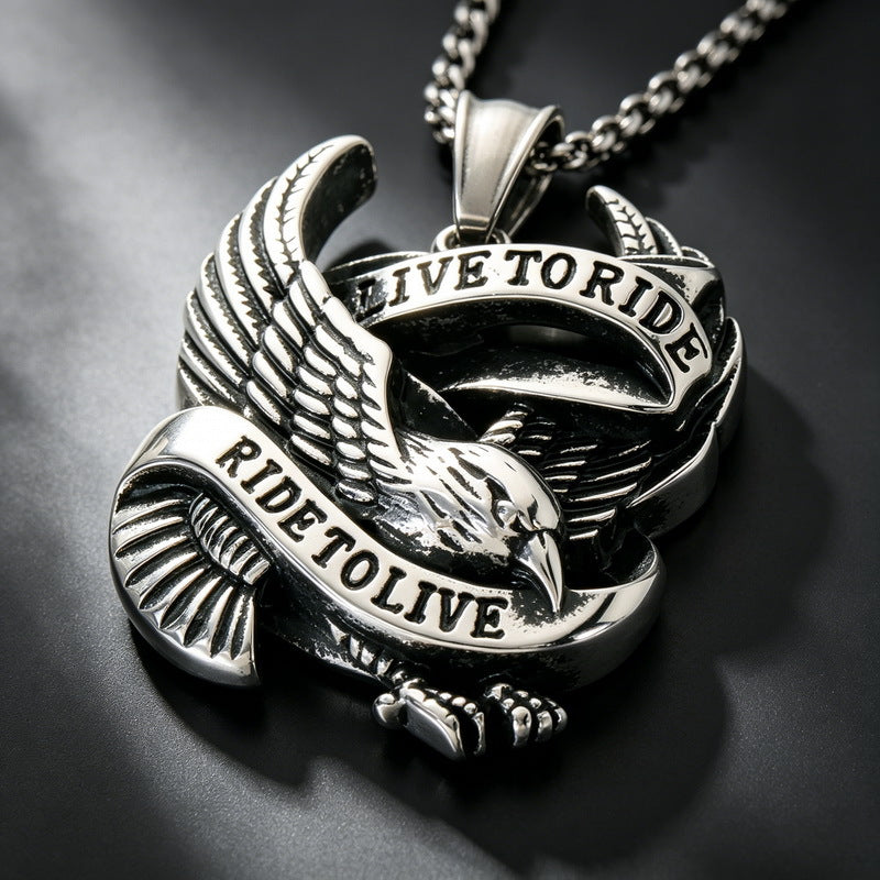 Punk Style Bird Of Prey Eagle Pendant Retro Smeared Eagle Wing Owl Necklace