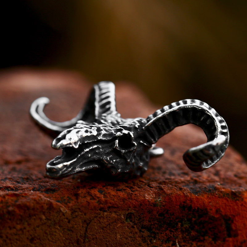 Titanium Steel Vintage Sheep Skull Pendant for Men – Wholesale Retro Jewelry