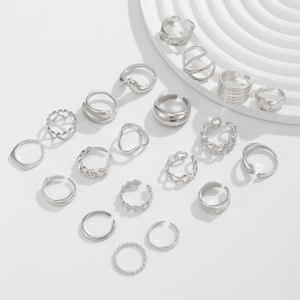 Planderful Vienna Verve Open Ring Set For Women Irregular Smooth Band With Statement Jewelry