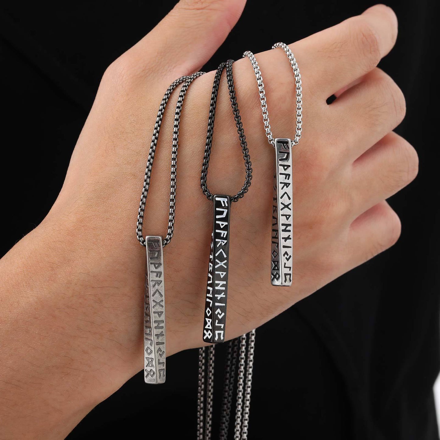 Stainless Steel Corrosive Smear Oil Viking Necklace for Men