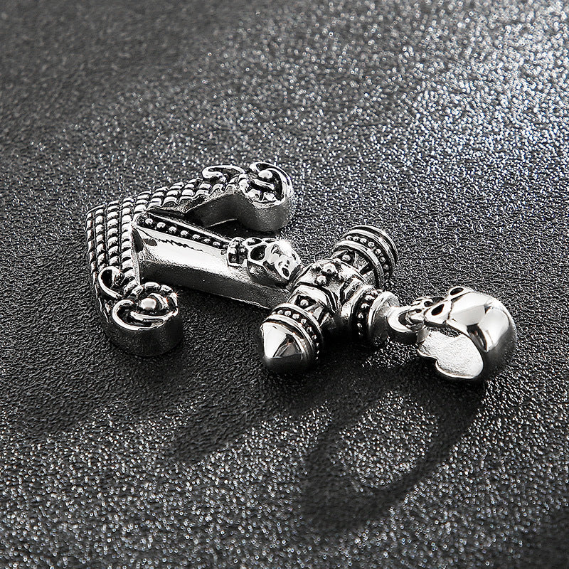 European and American Trendy Retro Cross Anchor Skull Titanium Steel Men's Pendant