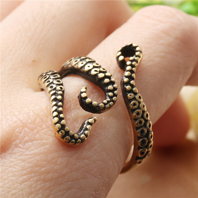 Titanium Steel Retro Squid Claw Ring for Men - Trendy Animal Jewelry Accessory